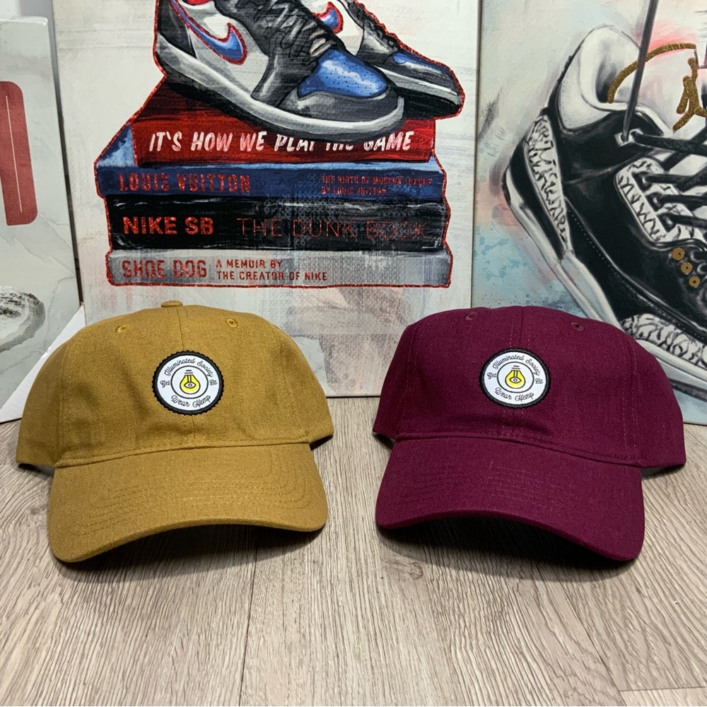 New Brown/Burgundy Illuminated Society Organic Baseball Dad Hat Strap Back